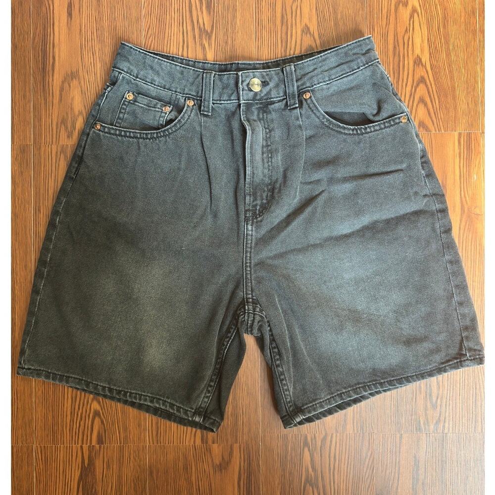 H&m Divided Womens High Waisted Denim Shorts Washed Black Size 6